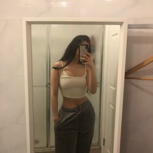 NWT UNIQUE cropped white cami